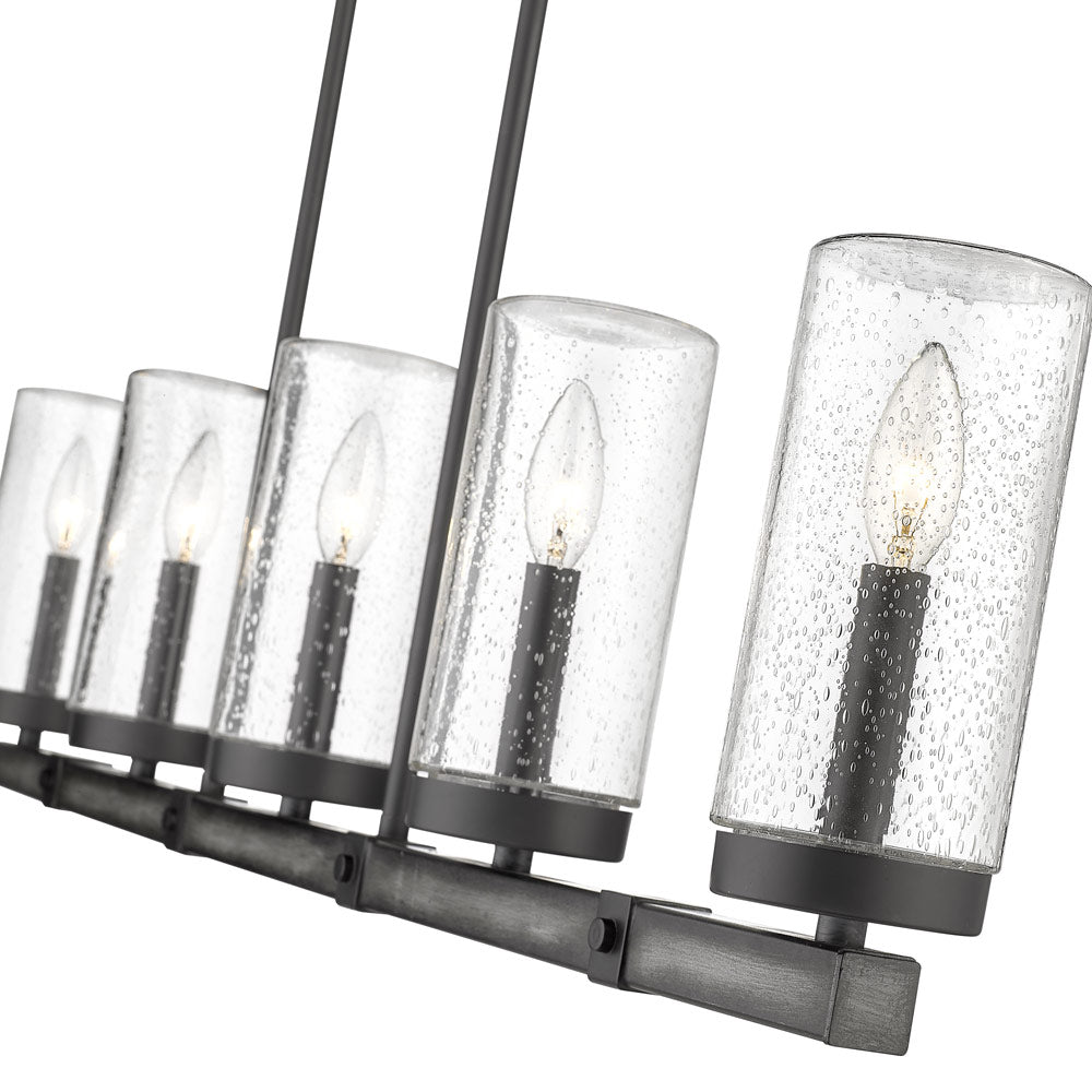 Marlow Outdoor Linear Chandelier in Detail.