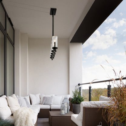 Marlow Outdoor Linear Chandelier in Outside Area.