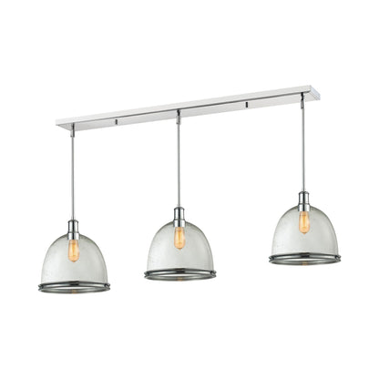 Mason Linear Chandelier in Chrome/Clear Seedy (14-Inch).