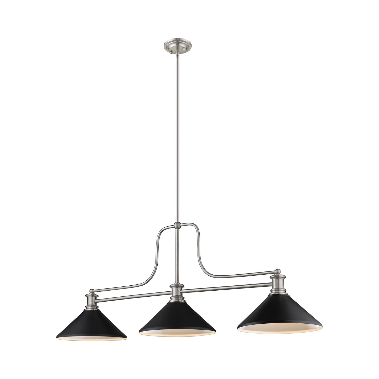 Melange Cone Billiard Pendant Light in Brushed Nickel/Matte Black (14-Inch).