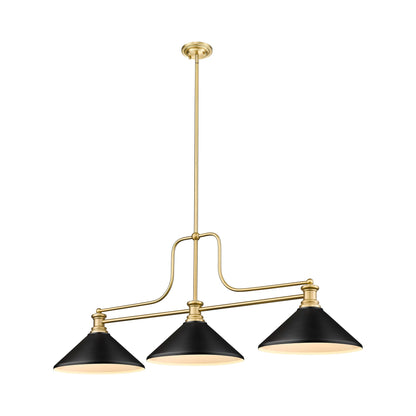 Melange Cone Billiard Pendant Light in Heritage Brass/Matte Black (14-Inch).