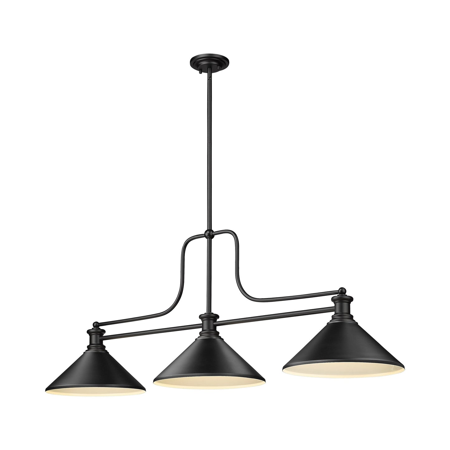 Melange Cone Billiard Pendant Light in Matte Black (14-Inch).