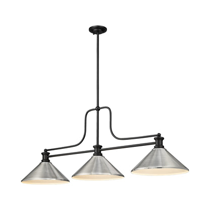 Melange Cone Billiard Pendant Light in Matte Black/Brushed Nickel (14-Inch).