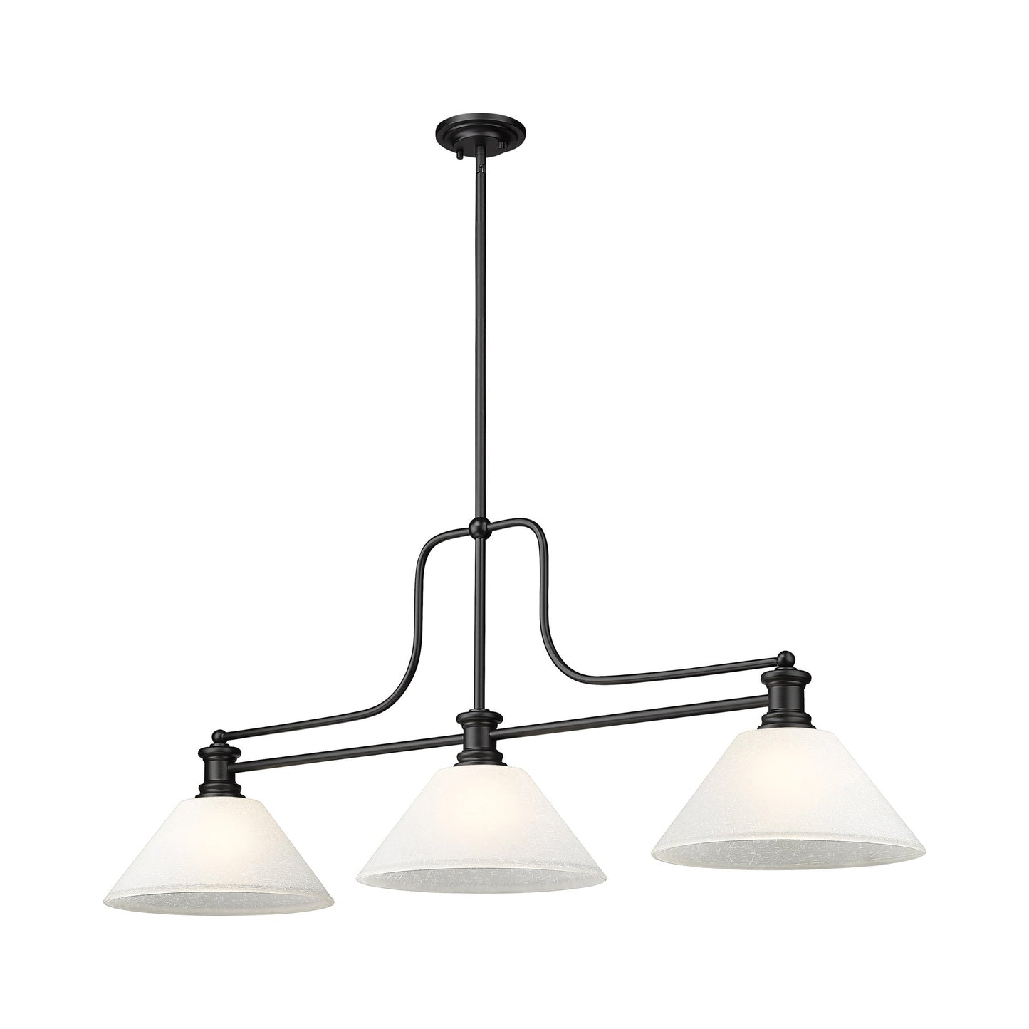 Melange Cone Billiard Pendant Light in Matte Black/White Linen (14-Inch).