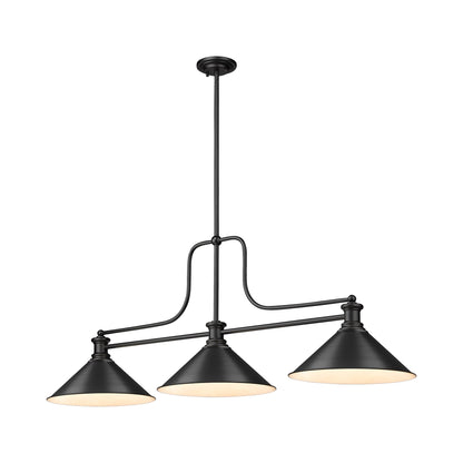 Melange Cone Billiard Pendant Light in Matte Black (15-Inch).