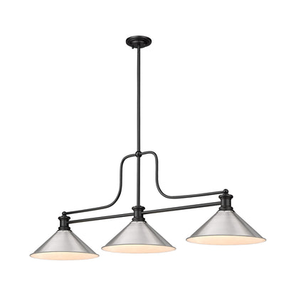 Melange Cone Billiard Pendant Light in Matte Black/Brushed Nickel (15-Inch).
