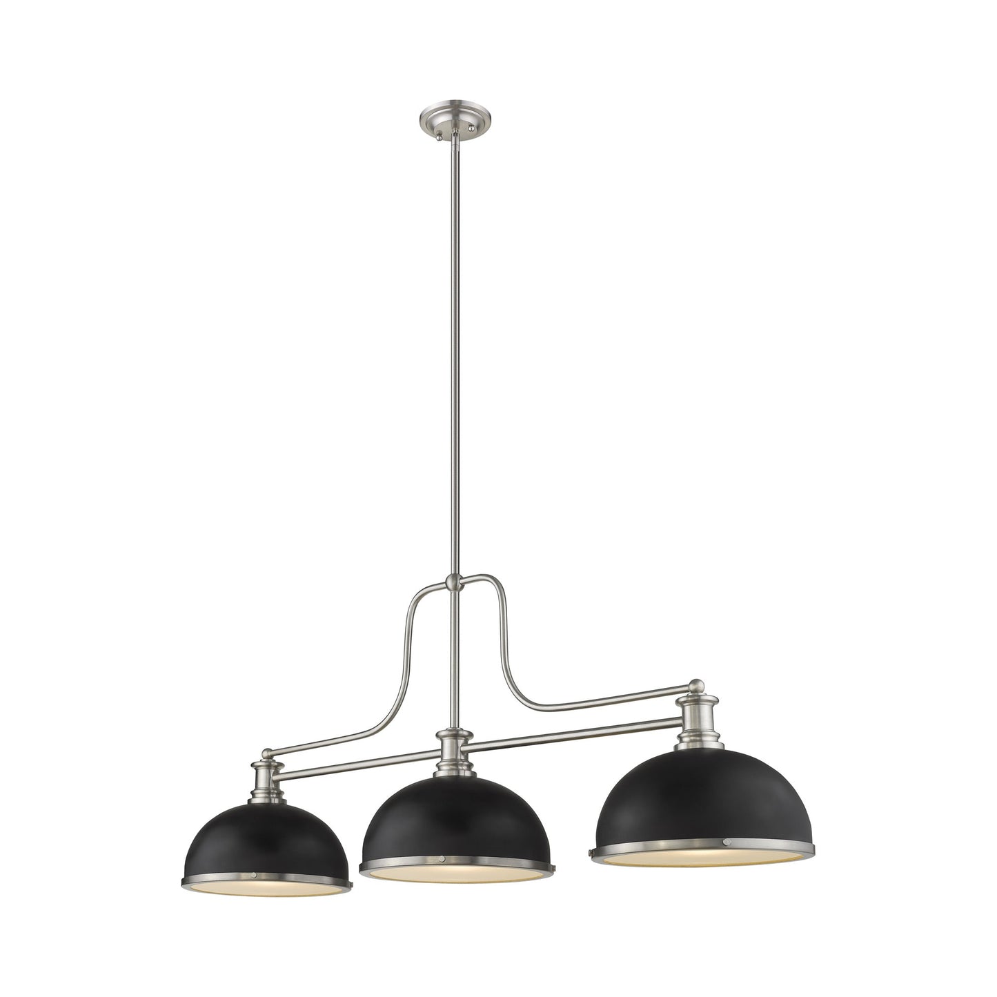 Melange Dome Billiard Pendant Light in Brushed Nickel/Matte Black/Brushed Nickel (13.25-Inch).