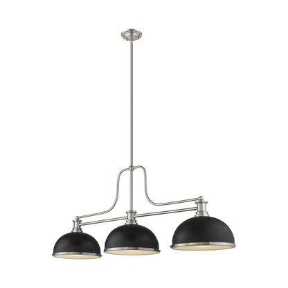 Melange Dome Billiard Pendant Light in Brushed Nickel/Matte Black/Brushed Nickel (13.25-Inch).