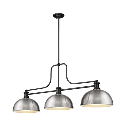 Melange Dome Billiard Pendant Light in Matte Black/Brushed Nickel (13.25-Inch).