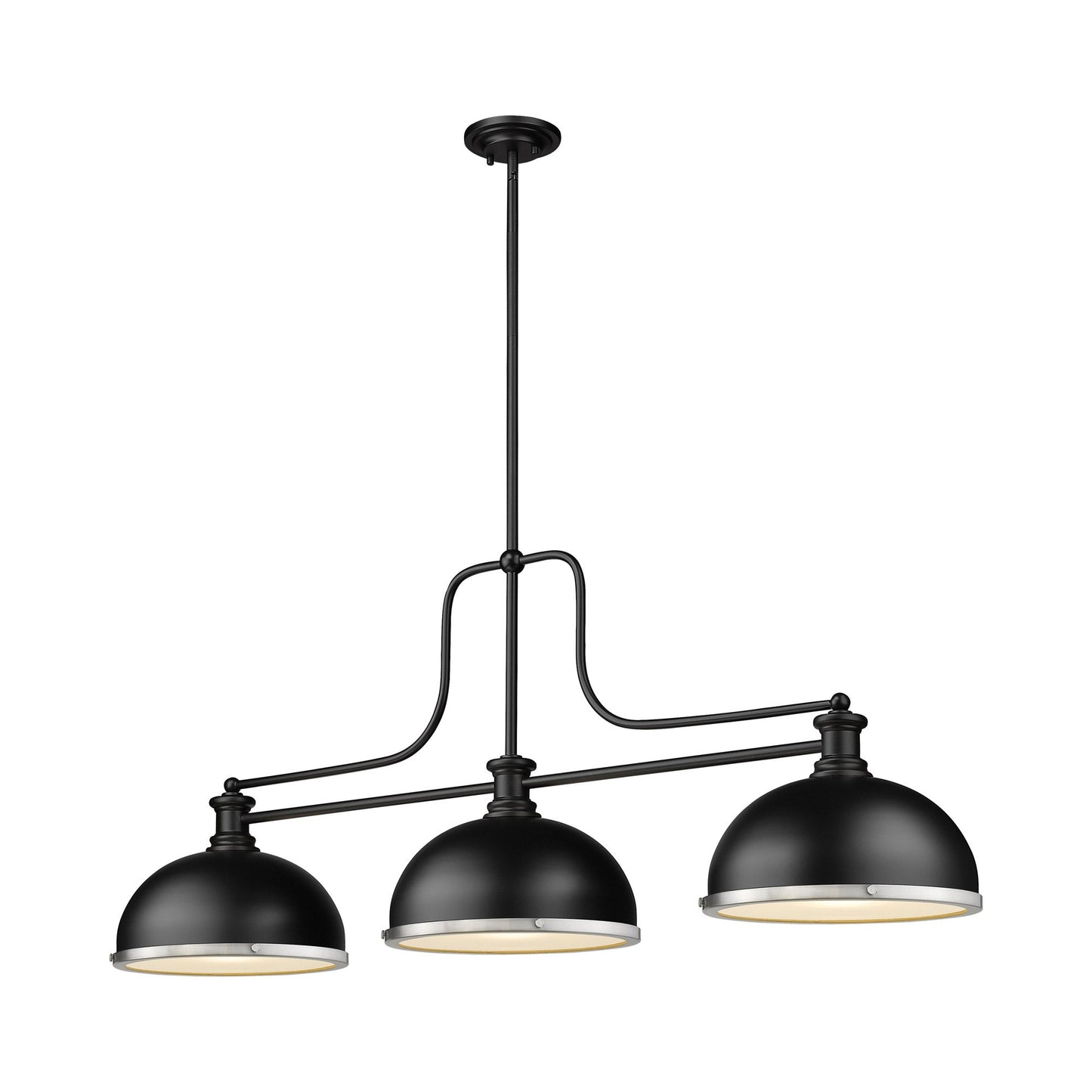 Melange Dome Billiard Pendant Light in Matte Black/Matte Black/Brushed Nickel (13.25-Inch).