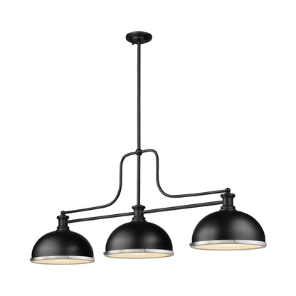 Melange Dome Billiard Pendant Light in Matte Black/Matte Black/Brushed Nickel (13.25-Inch).