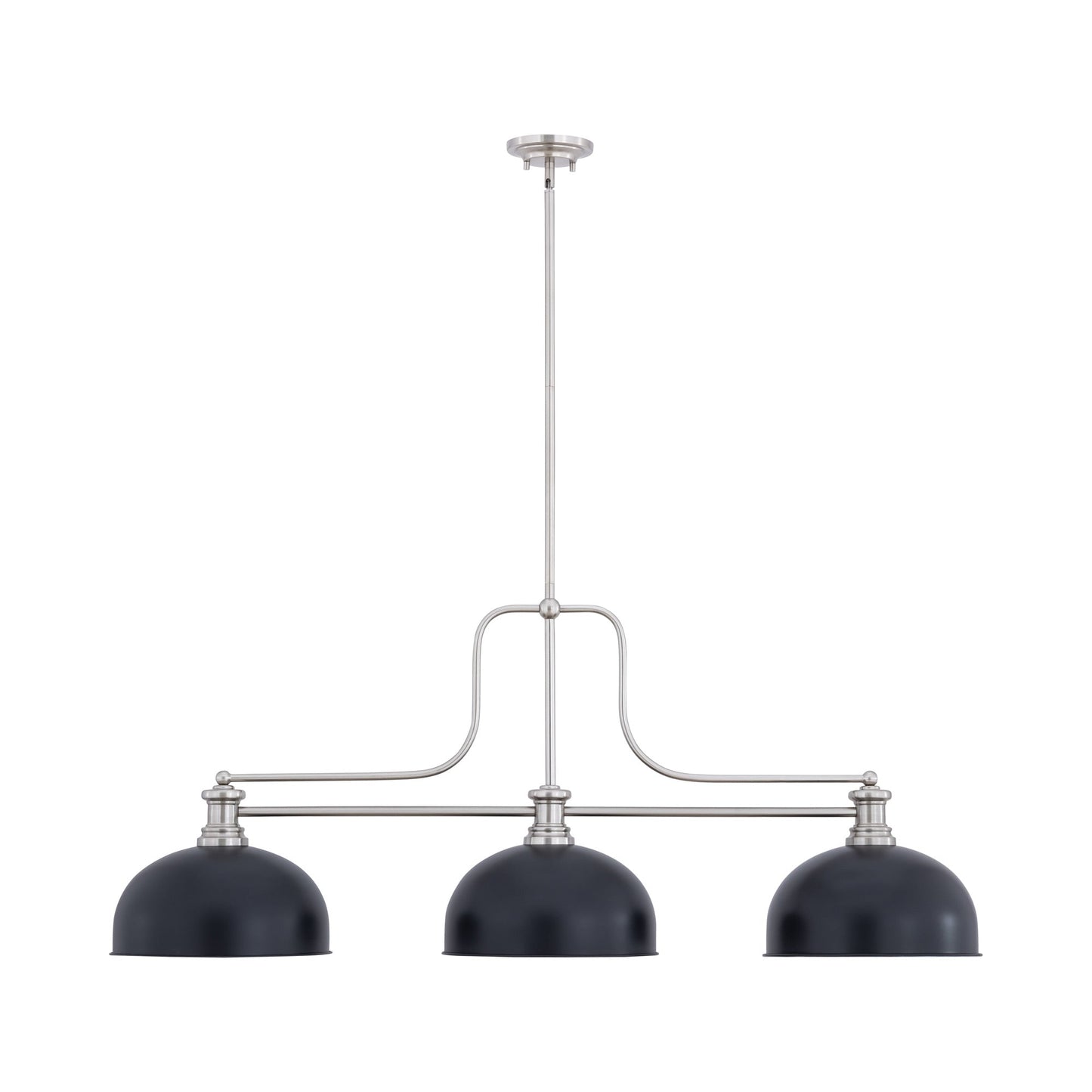 Melange Dome Billiard Pendant Light in Brushed Nickel/Matte Black (13-Inch).