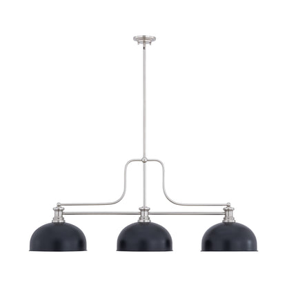 Melange Dome Billiard Pendant Light in Brushed Nickel/Matte Black (13-Inch).