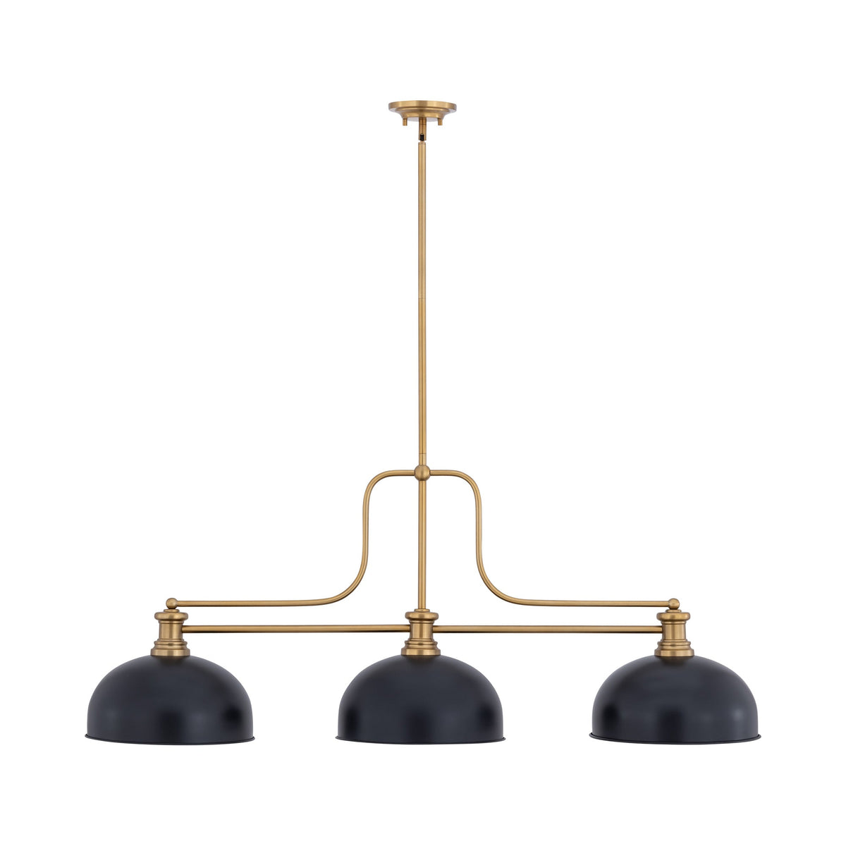 Melange Dome Billiard Pendant Light in Heritage Brass/Matte Black (13-Inch).