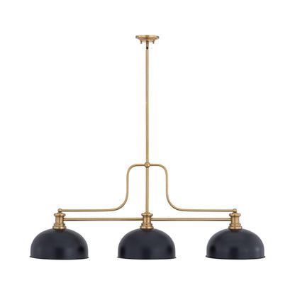 Melange Dome Billiard Pendant Light in Heritage Brass/Matte Black (13-Inch).