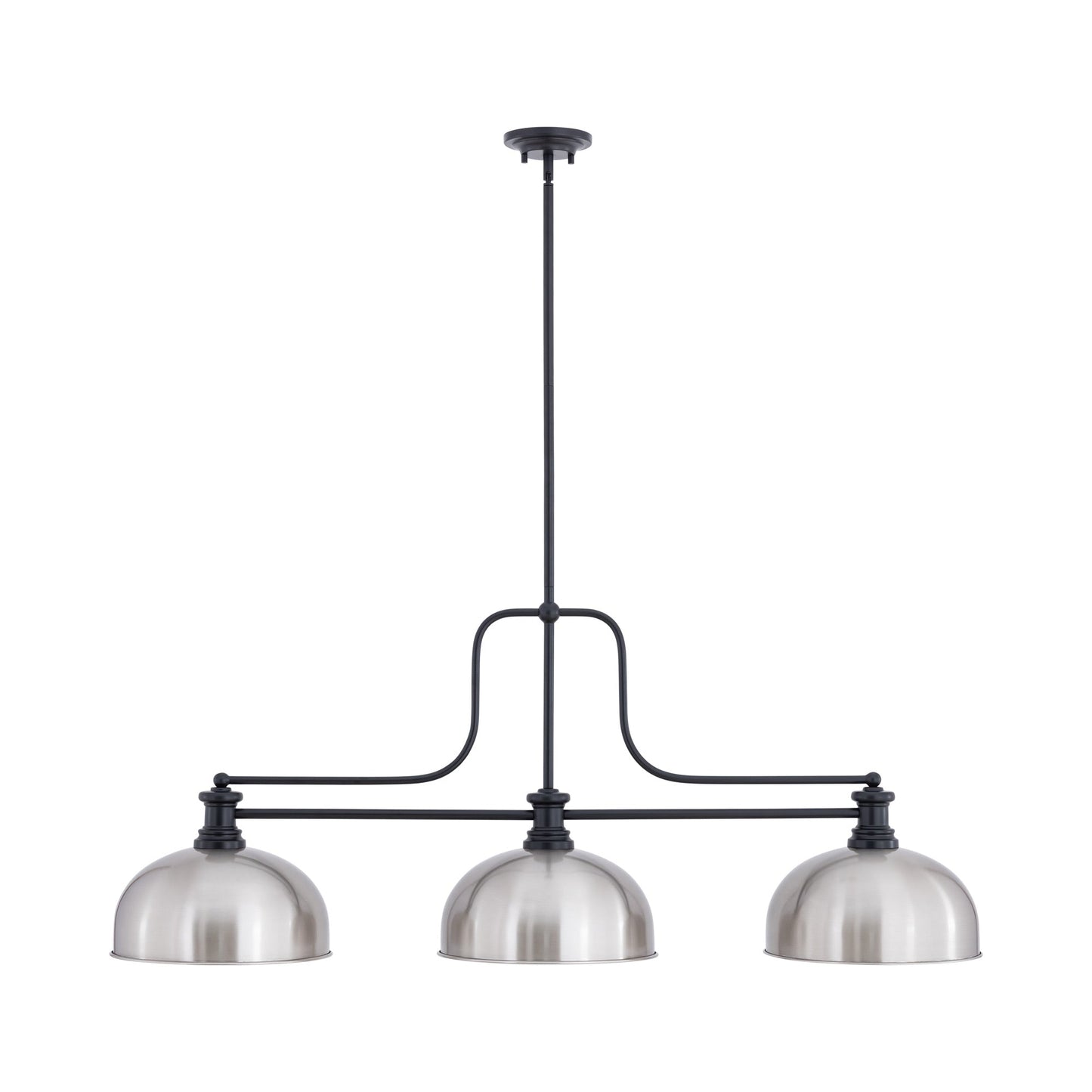 Melange Dome Billiard Pendant Light in Matte Black/Brushed Nickel (13-Inch).