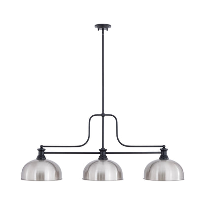 Melange Dome Billiard Pendant Light in Matte Black/Brushed Nickel (13-Inch).