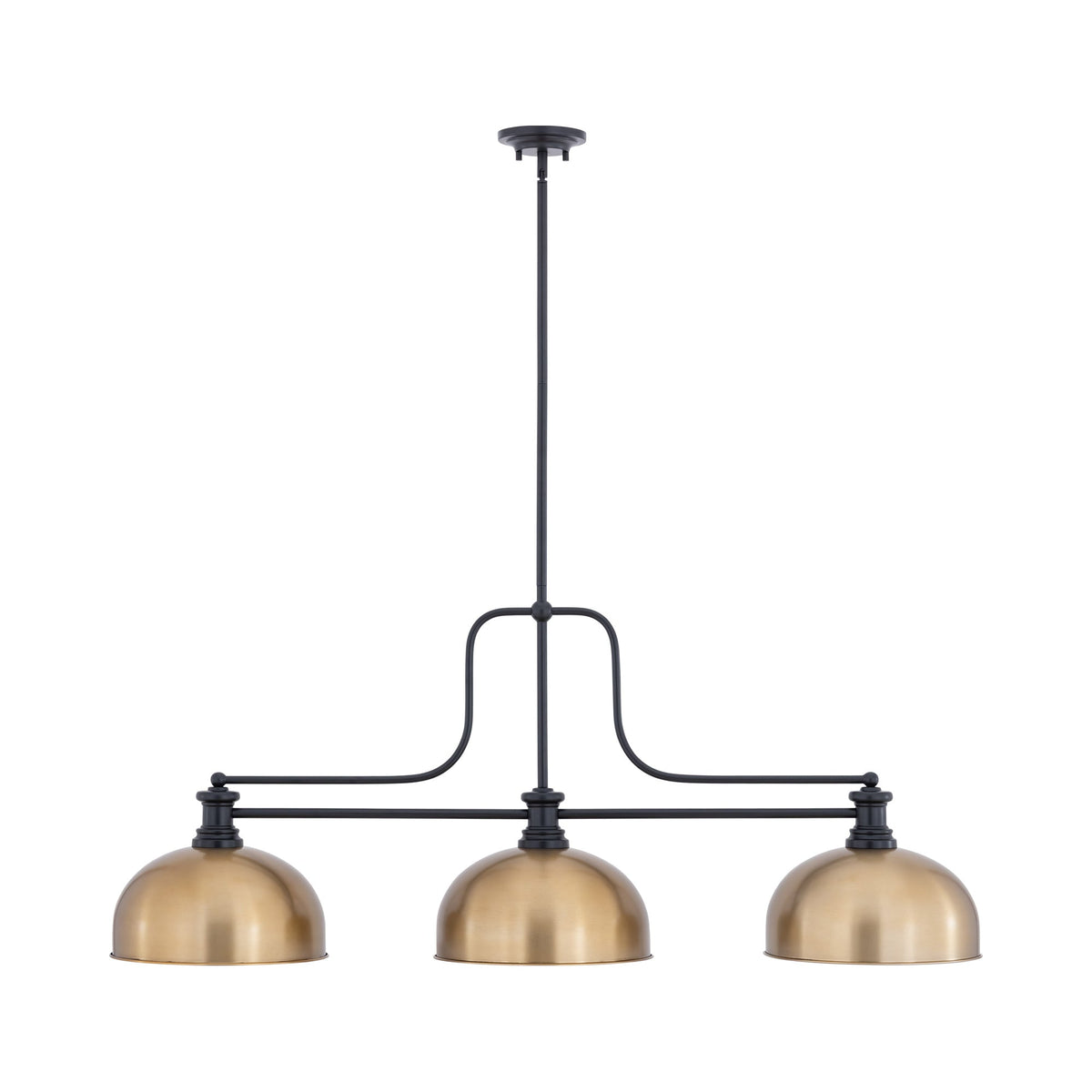 Melange Dome Billiard Pendant Light in Matte Black/Heritage Brass (13-Inch).