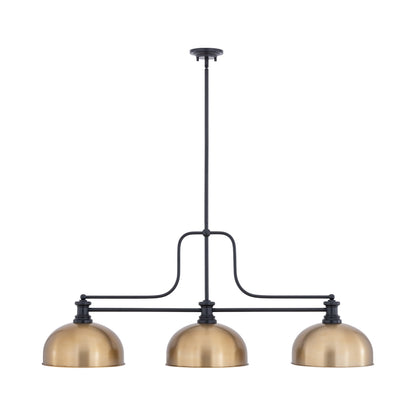 Melange Dome Billiard Pendant Light in Matte Black/Heritage Brass (13-Inch).