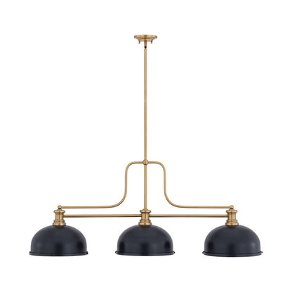 Melange Dome Billiard Pendant Light in Heritage Bras/Matte Black (13.25-Inch).