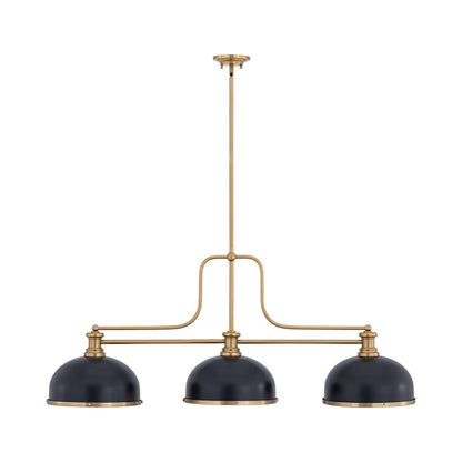 Melange Dome Billiard Pendant Light in Heritage Bras/Matte Black/Heritage Brass (13.25-Inch).