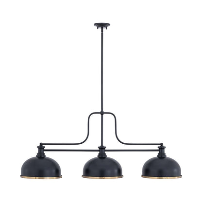 Melange Dome Billiard Pendant Light in Matte Black/Matte Black/Heritage Brass (13.25-Inch).