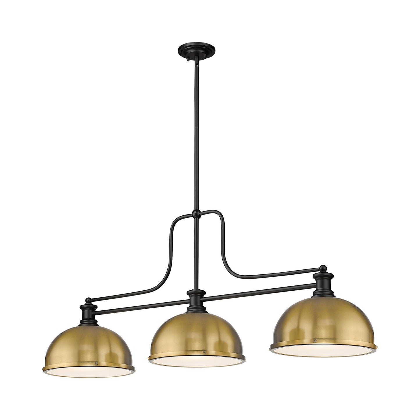 Melange Dome Billiard Pendant Light in Matte Black/Heritage Brass (13.25-Inch).