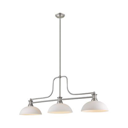 Melange Dome Billiard Pendant Light in Brushed Nickel/Matte Opal (14-Inch).