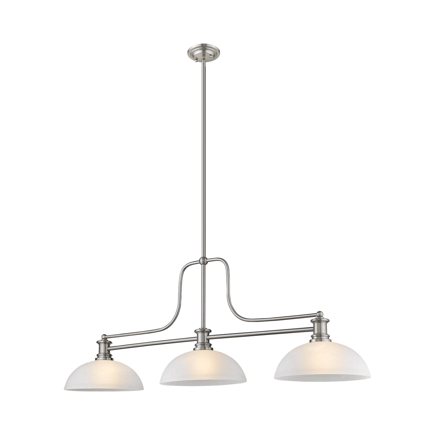 Melange Dome Billiard Pendant Light in Brushed Nickel/White Linen (14-Inch).