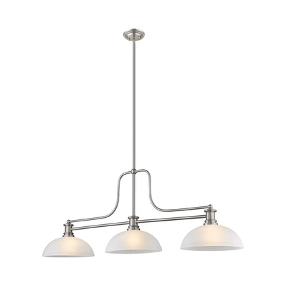 Melange Dome Billiard Pendant Light in Brushed Nickel/White Linen (14-Inch).