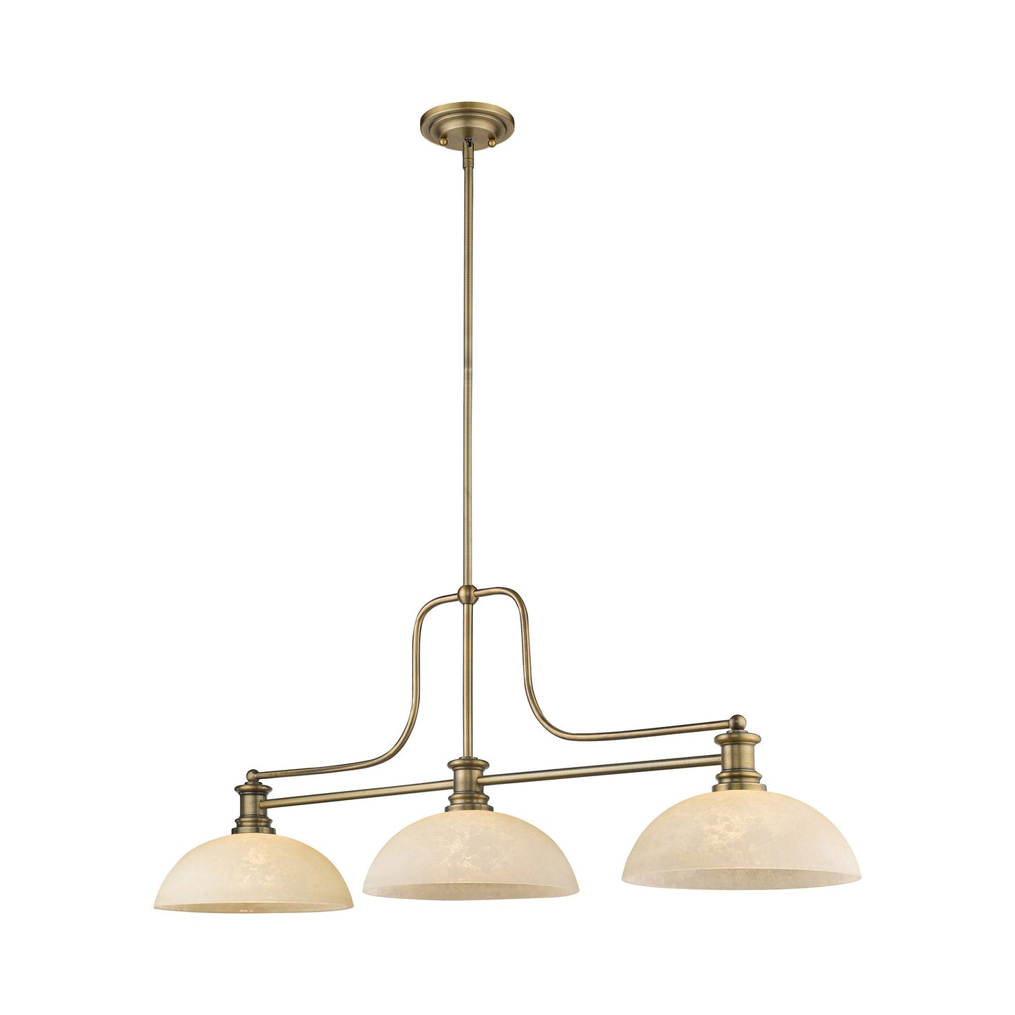 Melange Dome Billiard Pendant Light in Heritage Brass/Golden Mottle (14-Inch).