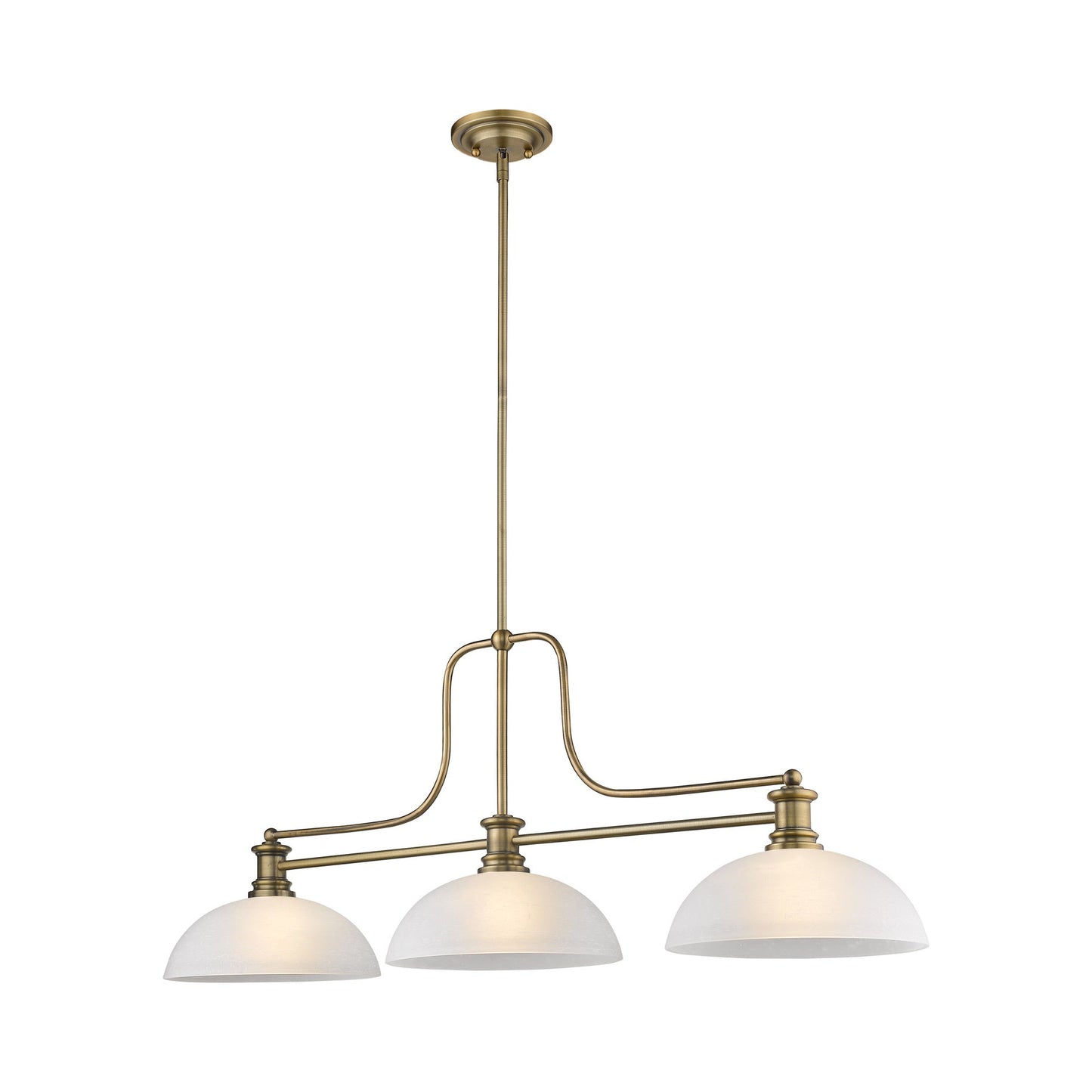 Melange Dome Billiard Pendant Light in Heritage Brass/White Linen (14-Inch).