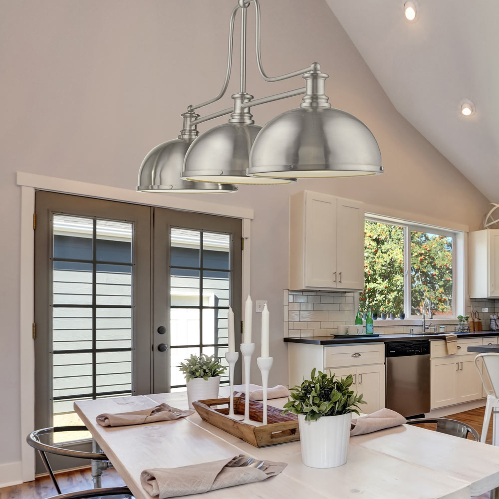 Melange Dome Billiard Pendant Light in kitchen.