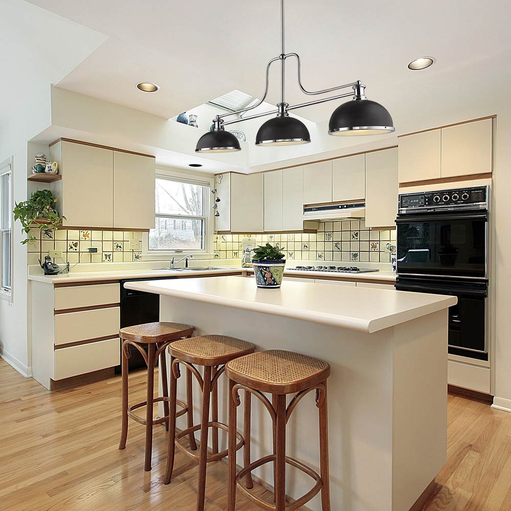 Melange Dome Billiard Pendant Light in kitchen.