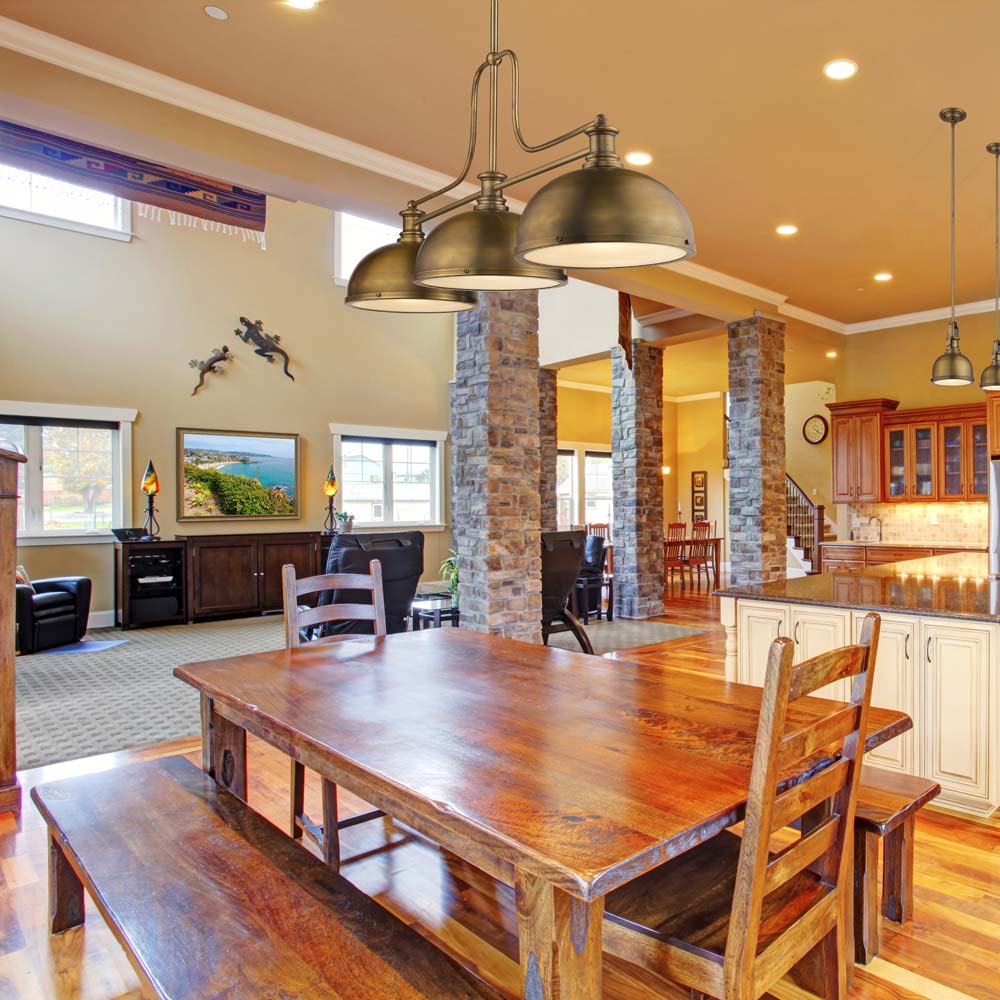 Melange Dome Billiard Pendant Light in kitchen.