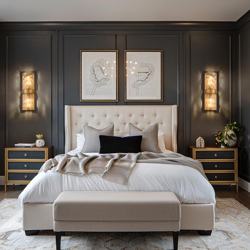 Meridian Wall Light in bedroom.