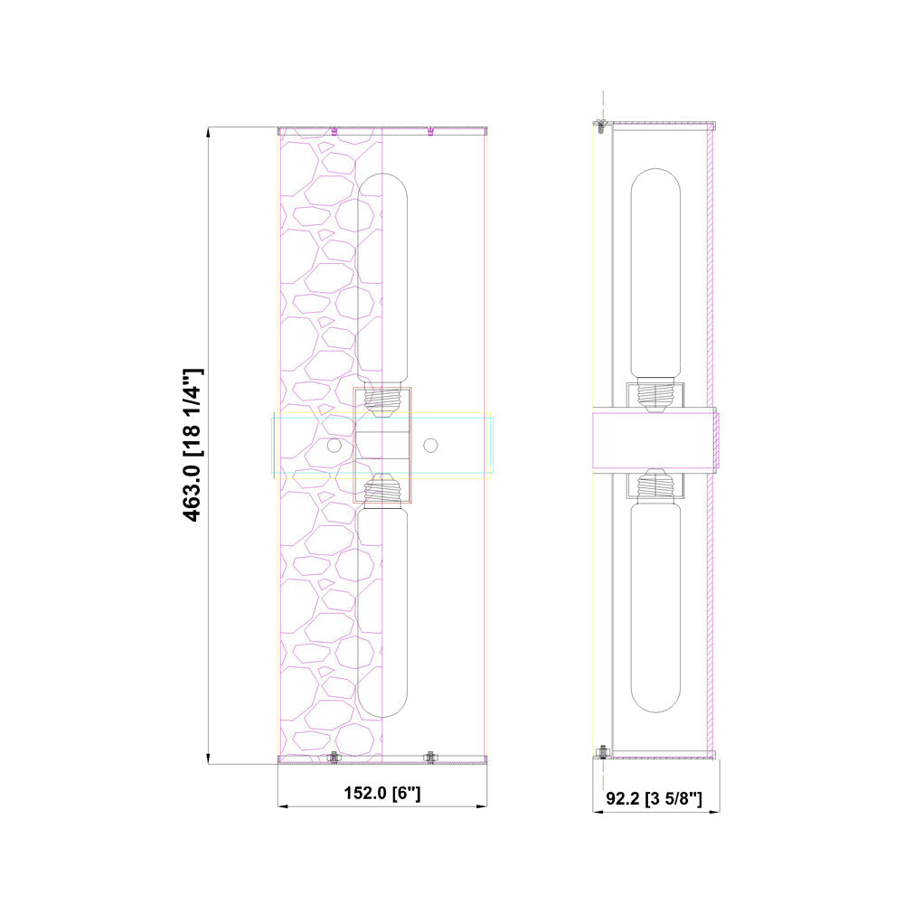 Meridian Wall Light - line drawing.