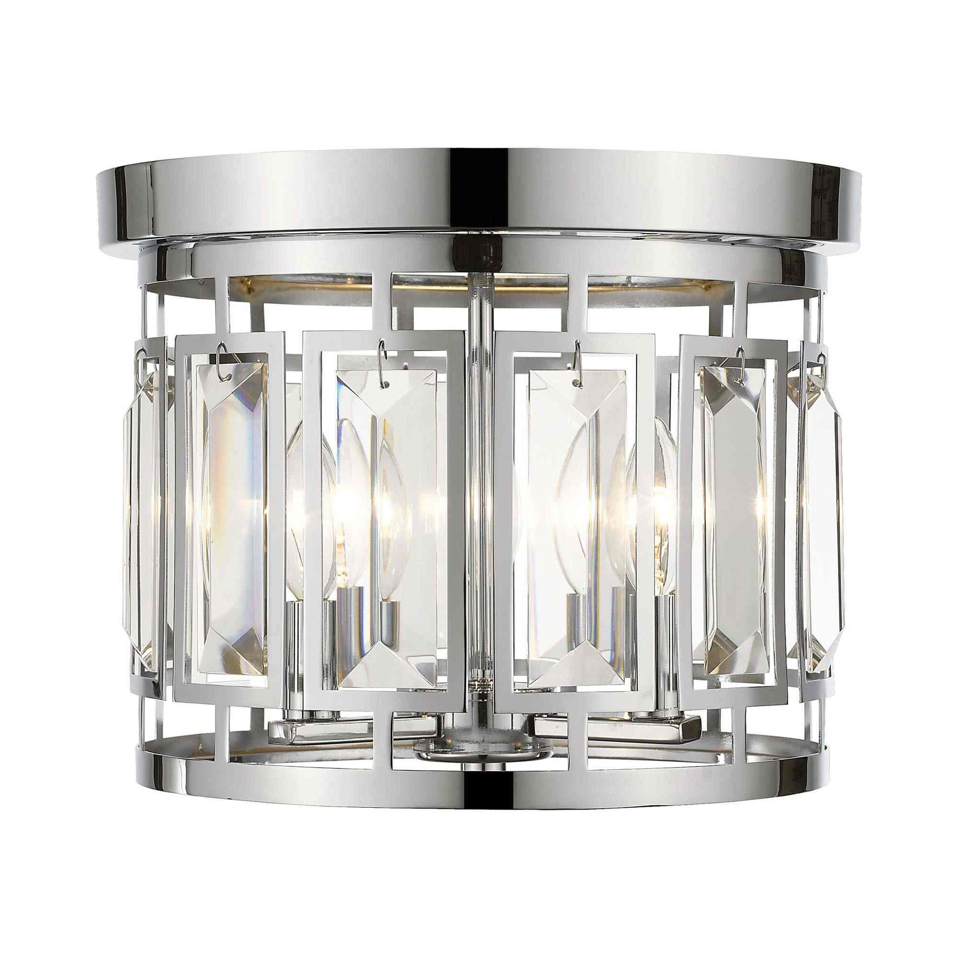 Mersesse Round Flush Mount Ceiling Light in Chrome.