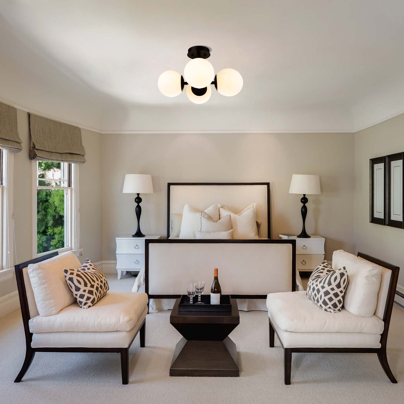 Midnetic Semi Flush Mount Ceiling Light in living room.