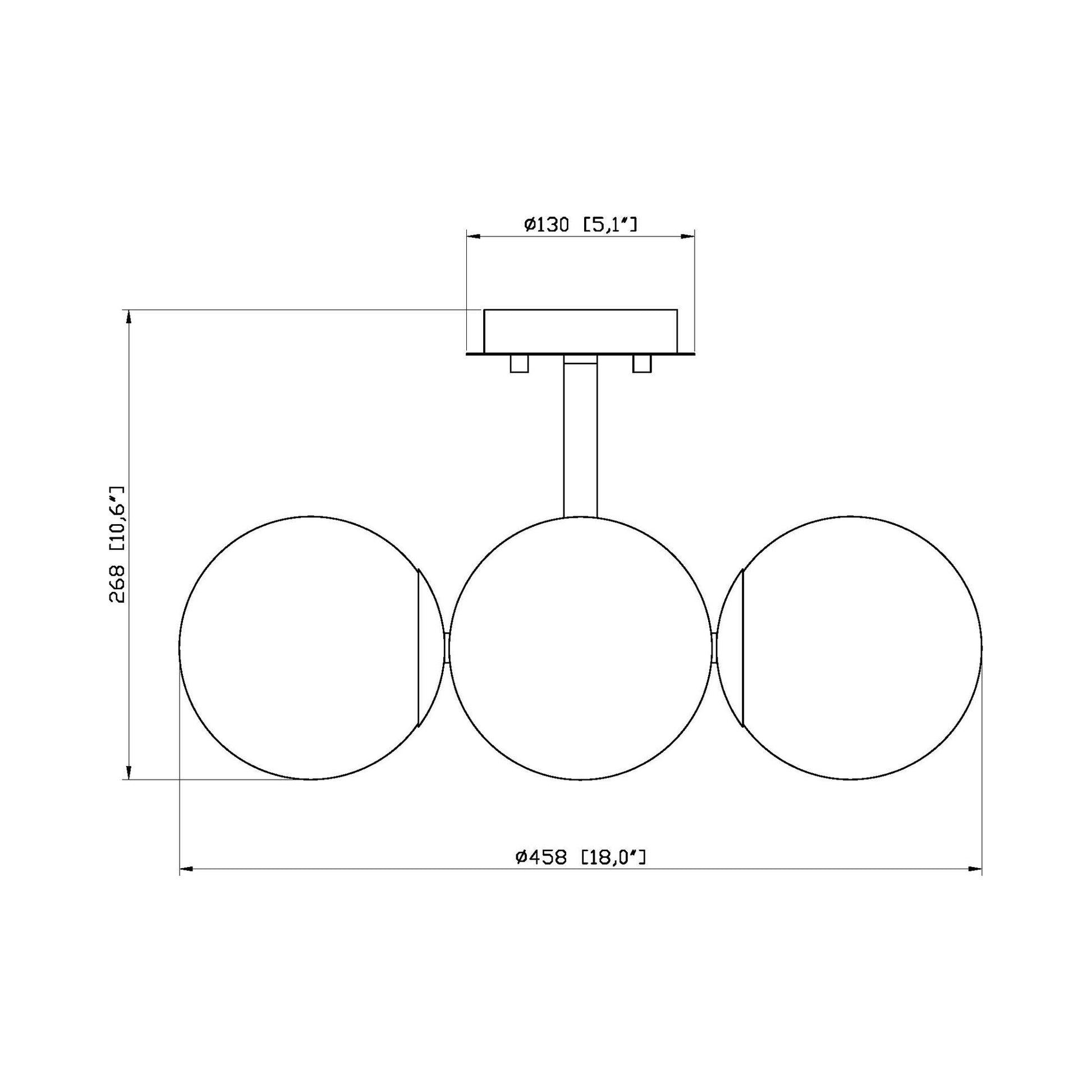 Midnetic Semi Flush Mount Ceiling Light - line drawing.