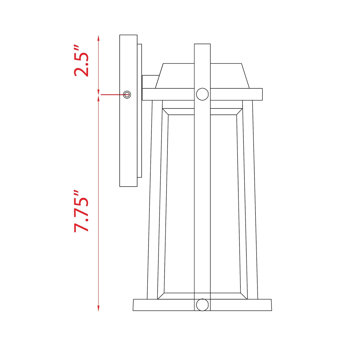 Millworks Outdoor Wall Light - line drawing.