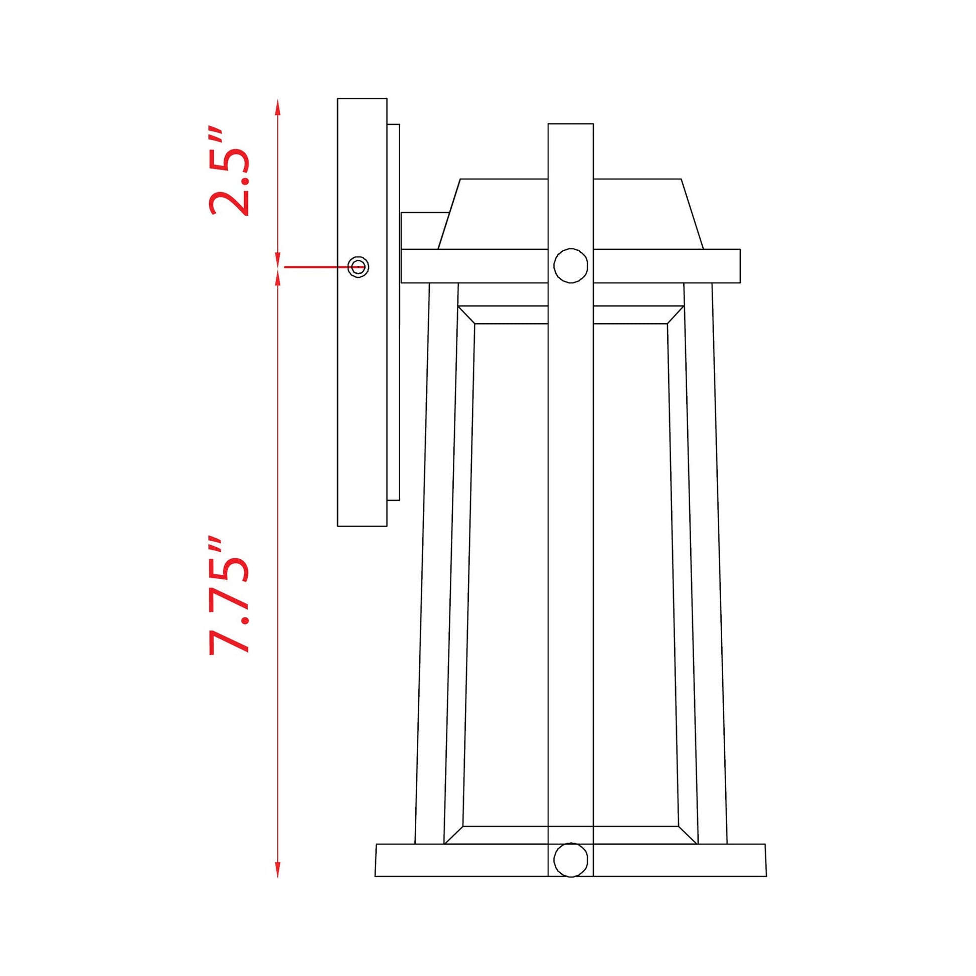 Millworks Outdoor Wall Light - line drawing.