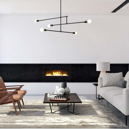 Modernist Chandelier in living room.