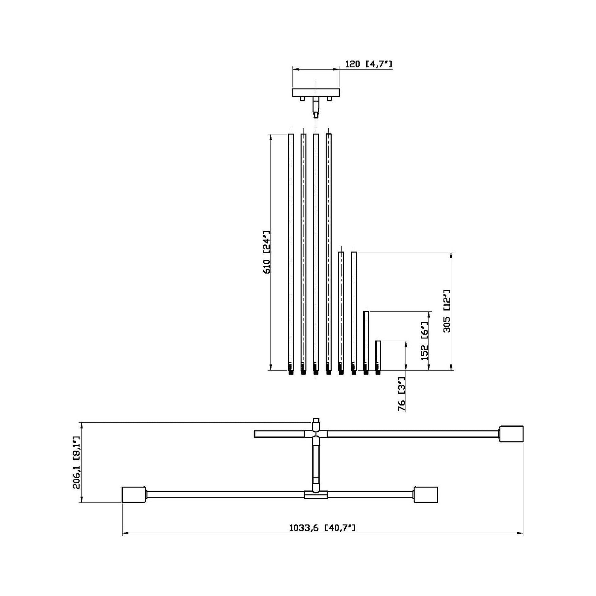 Modernist Chandelier - line drawing.
