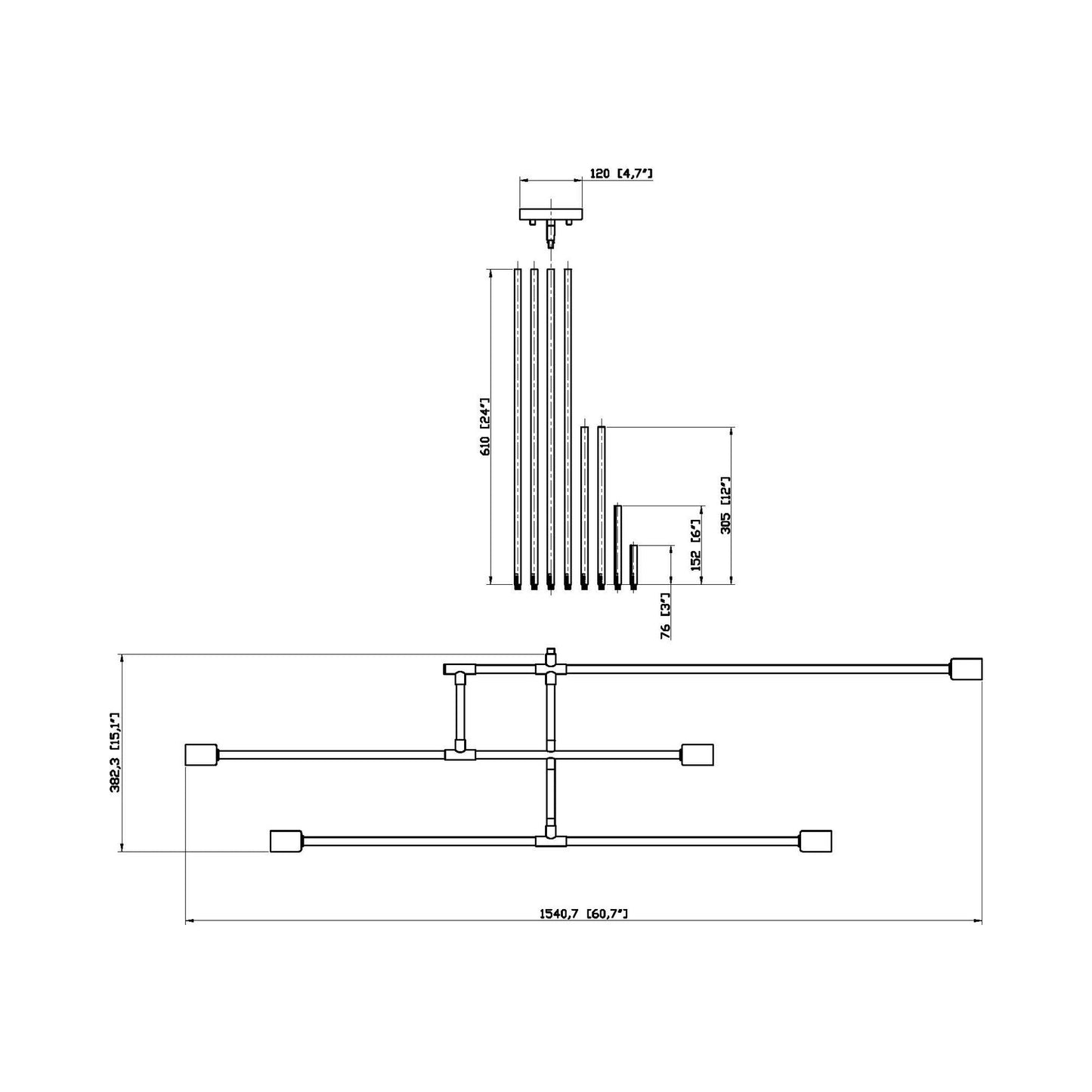 Modernist Chandelier - line drawing.