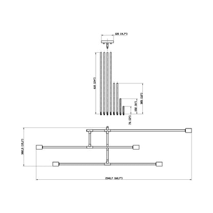 Modernist Chandelier - line drawing.