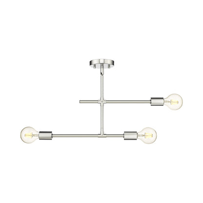 Modernist Semi Flush Mount Ceiling Light in Chrome.