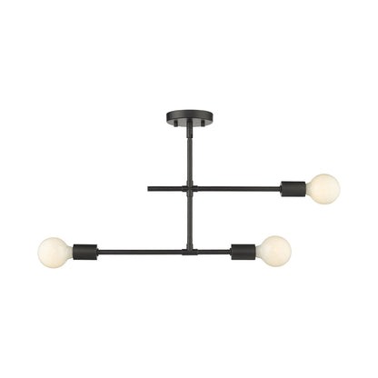 Modernist Semi Flush Mount Ceiling Light in Matte Black.