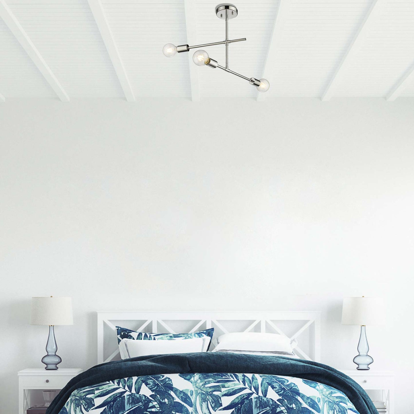 Modernist Semi Flush Mount Ceiling Light in bedroom.