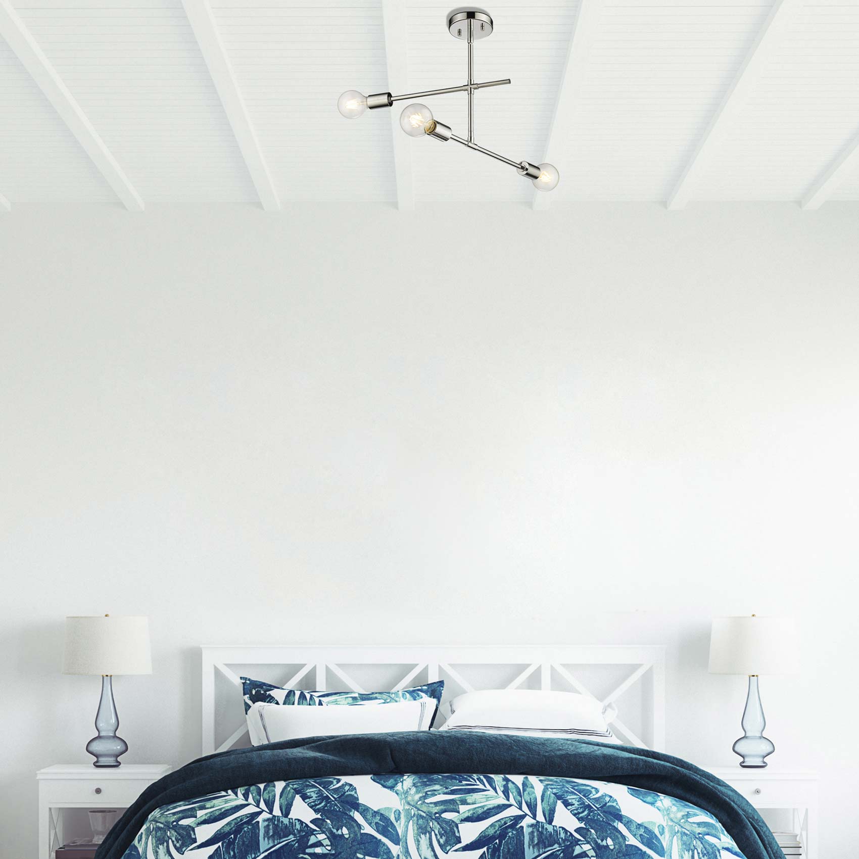Modernist Semi Flush Mount Ceiling Light in bedroom.